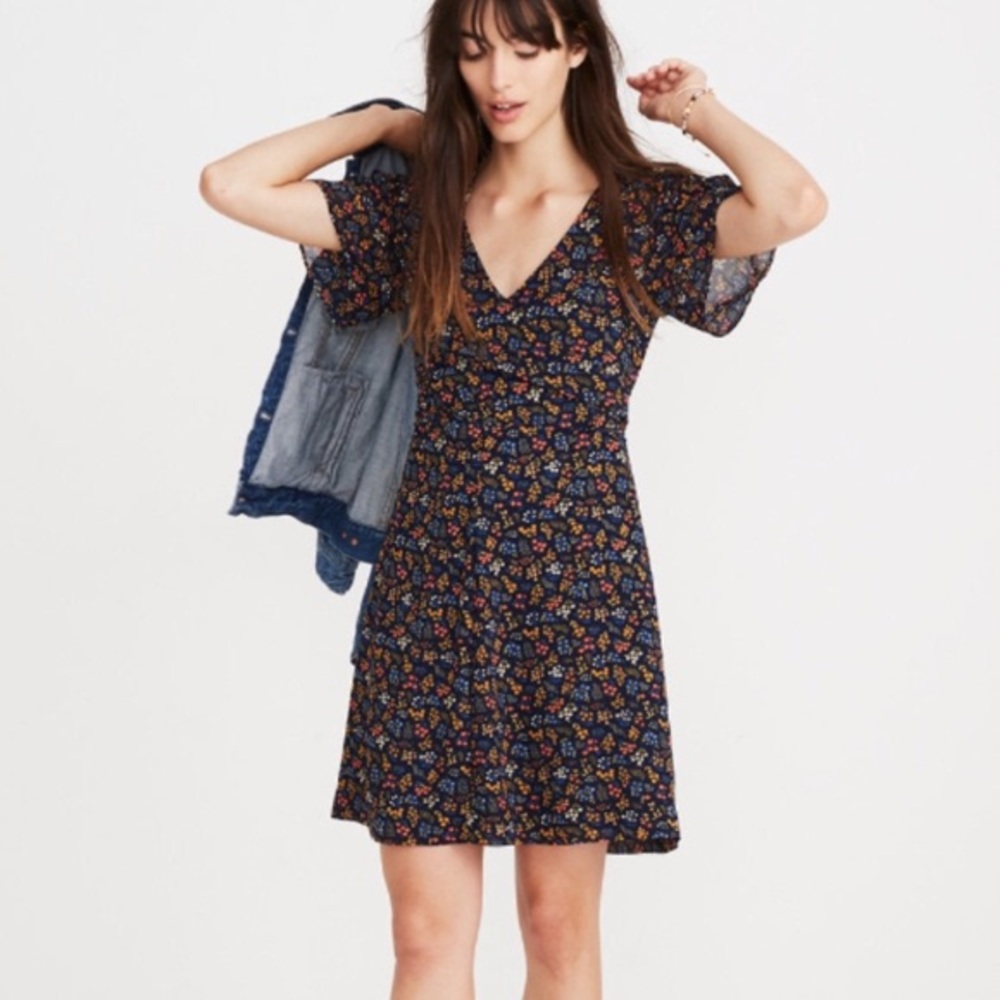 Madewell Cross-Front Mini Dress in Garden Party
